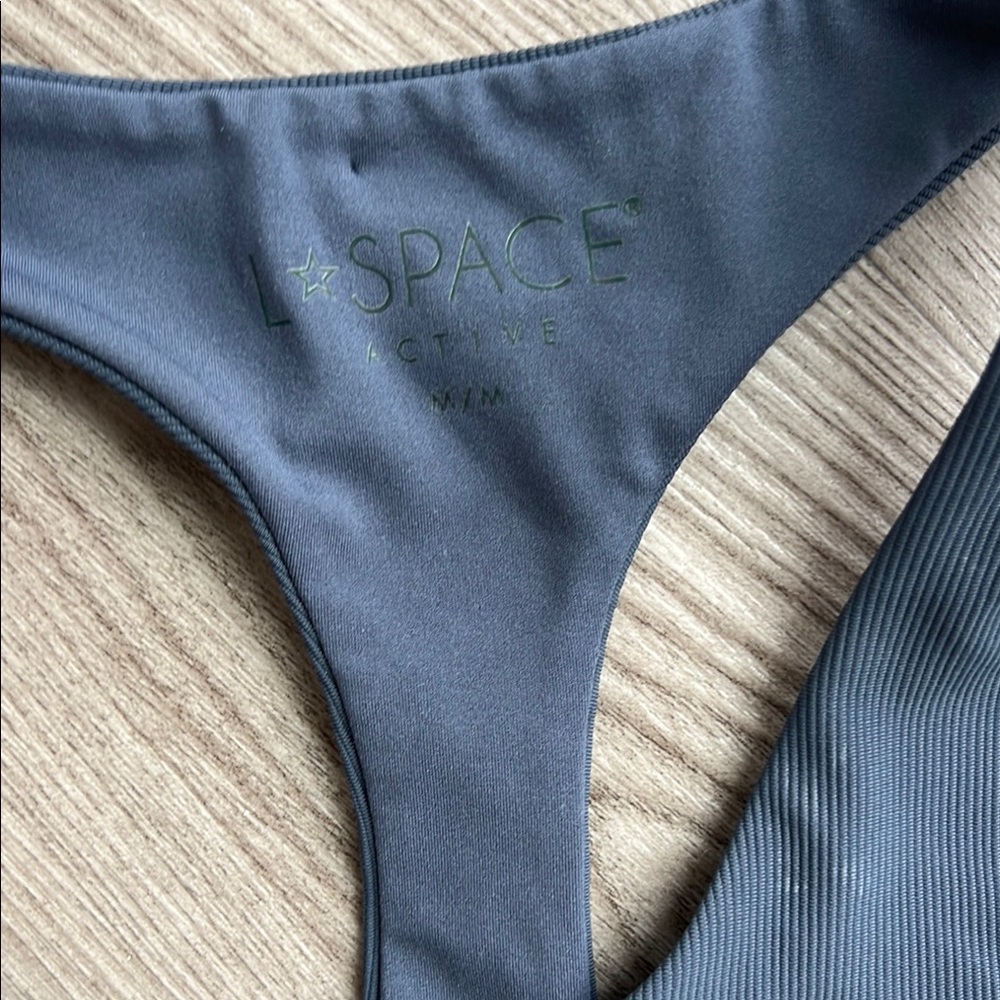 l*space Navy Blue Ribbed Racerback Sports Bra - Picture 2 of 4
